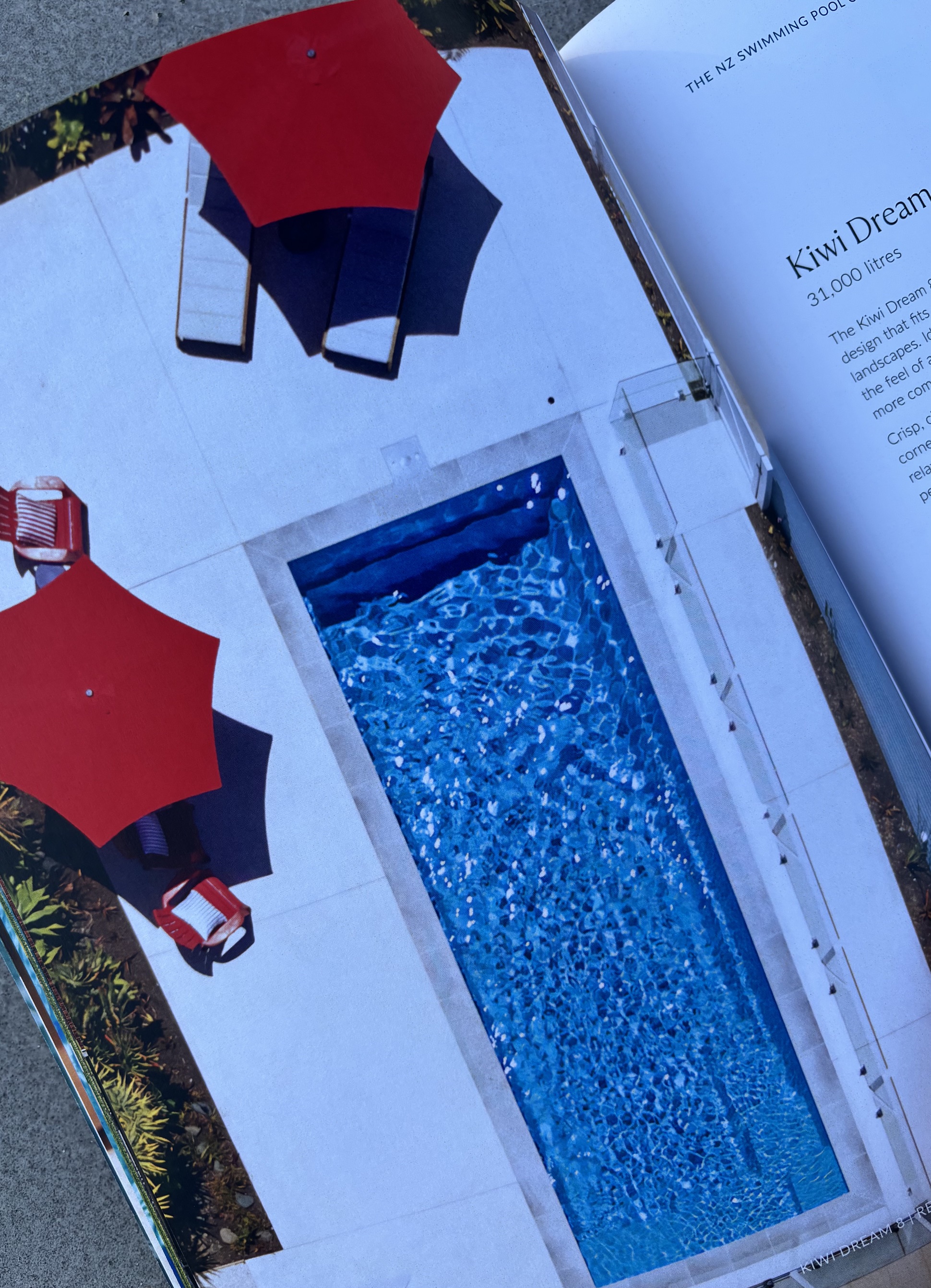 Aerial view of a finished blue pool